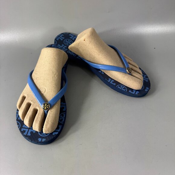 TORY BURCH Thin Flip Flop in Navy Mixed Logo - Picture 1 of 11